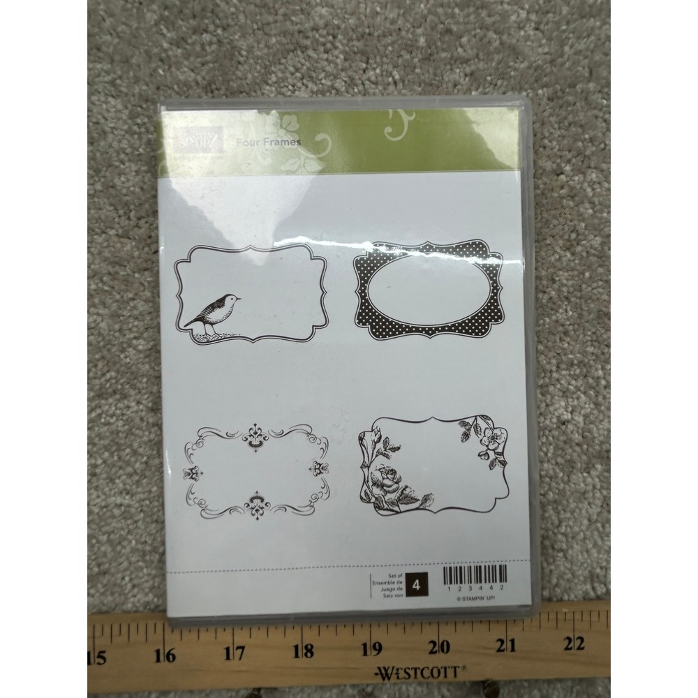 Stampin Up Four Frames 123442 Rubber Stamp Set Decorative Labels Frames 4pc